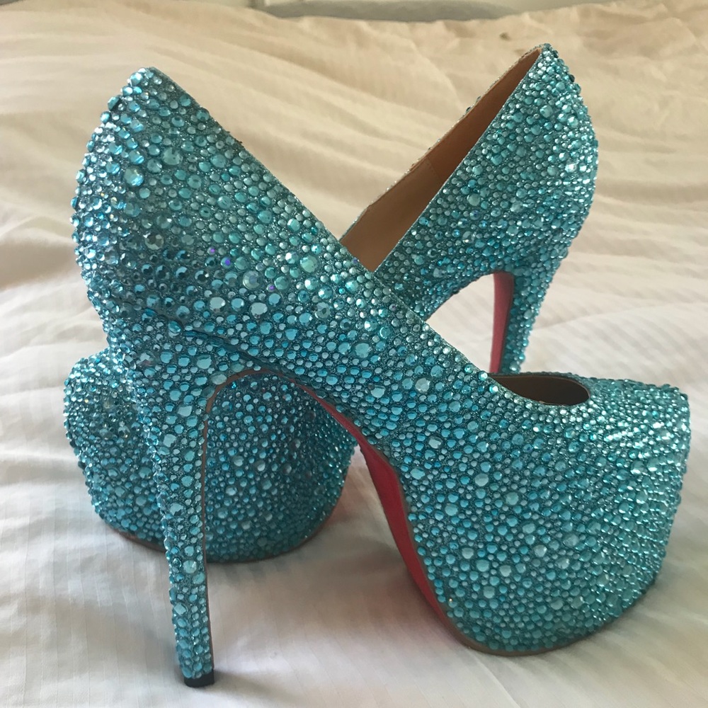 Christian Louboutin light blue heels